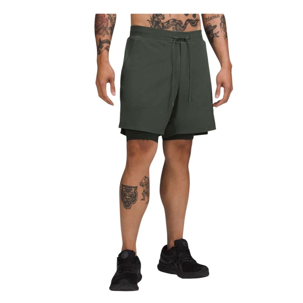 Lululemon License to Train Lined Shorts 7" Men XXL Rainforest Green Athletic